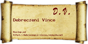 Debreczeni Vince névjegykártya